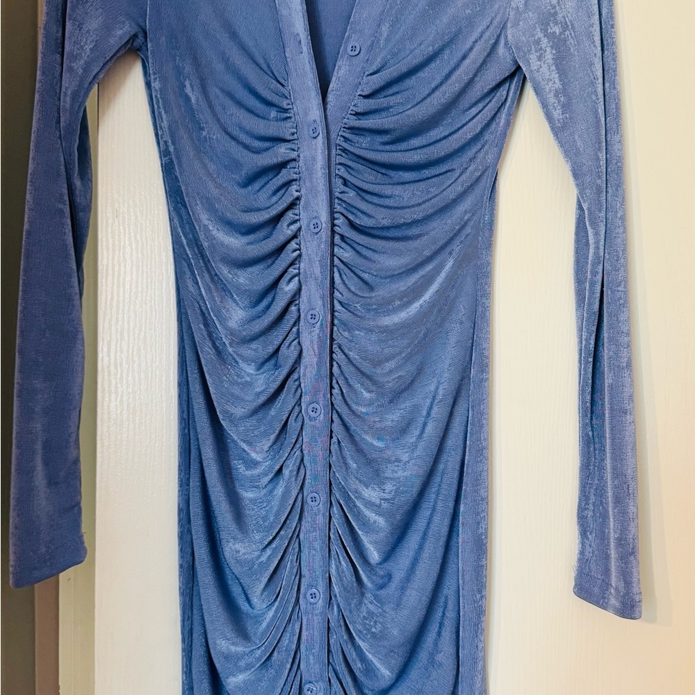 Forever 21 Blue Velvet Long Sleeve Dress